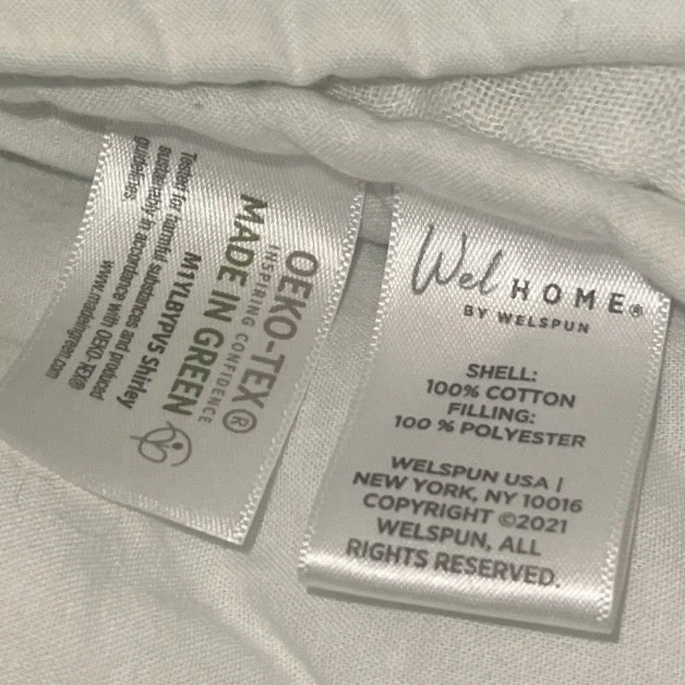 Welspun Queen White Comforter Set 100% Cotton Shell OEKO-TEX‎ Made In Green EUC